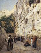 Gustav Bauernfeind Praying at the Western Wall, Jerusalem. Spain oil painting artist